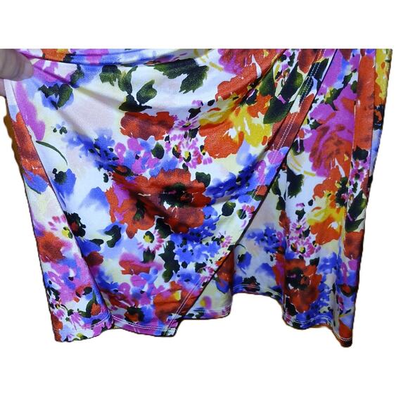 Lauren Ralph Lauren Dress Multi Floral/ Pull On / Ruched Faux Wrap/size 10 - Picture 6 of 9